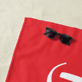 大きな名前が白で濃い深い赤 ビーチタオル (インサイチュ)