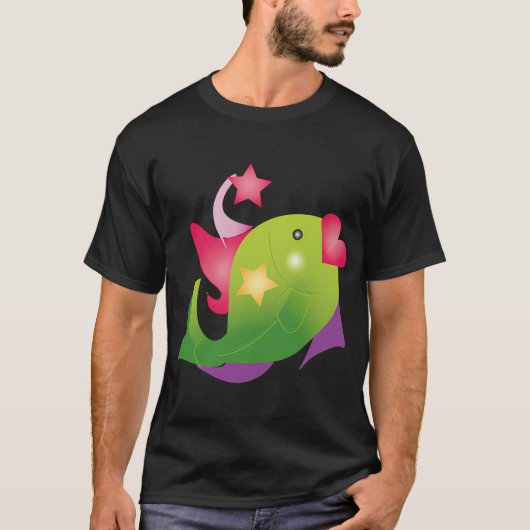 大きな唇のキャラクター魚 Tシャツ (正面)