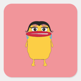 大きな唇の女性ステッカー スクエアシール