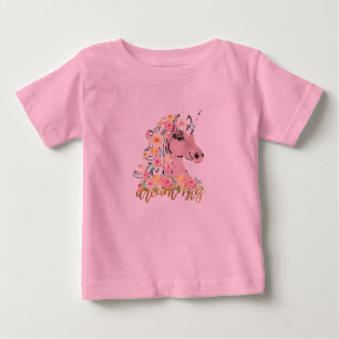 大きな夢の花のユニコーン ベビーTシャツ