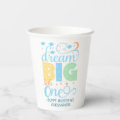 大きな夢を抱いて小さな君へ 青い空の赤ちゃん男の子の1歳誕生日 紙コップ (裏面)