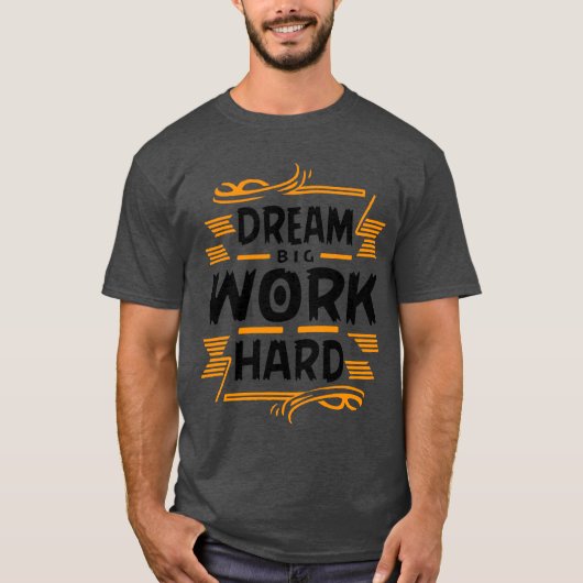 大きな夢を描き、努力を Basic Dark Tシャツ (正面)