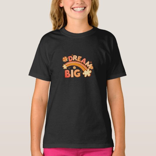 大きな夢を描く ボホ フラワー レインボー インパクト Tシャツ (正面)