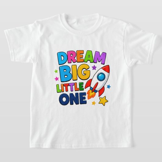 🚀 大きな夢を描こう 遊び心のある宇宙グラフィック ⭐ Tシャツ (レイダウン)