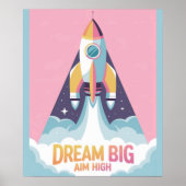 「大きな夢を見て、高い目標を目指して」宇宙ロケットのポスター ポスター (正面)