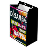 大きな夢を見る、チャンスを取る ミディアムペーパーバッグ (正面アングル)