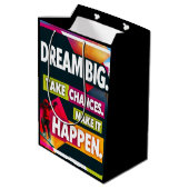 大きな夢を見る、チャンスを取る ミディアムペーパーバッグ (裏面アングル)