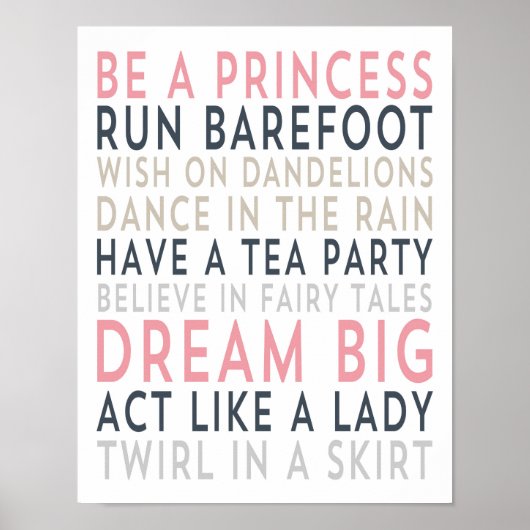 大きな夢を - ピンクのタイポグラフィ - 白のポスター ポスター (正面)