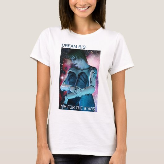 大きな夢を。星を目指して。美しい女性 Tシャツ (正面)