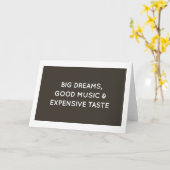 大きな夢、良い音楽と高価な味のノートカード カード (黄色い花)