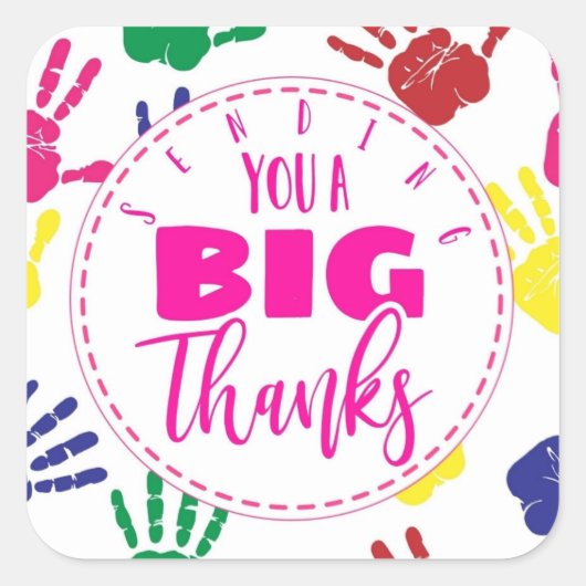 大きな大き感謝していいスタッフをGIF感謝していで送る スクエアシール (正面)