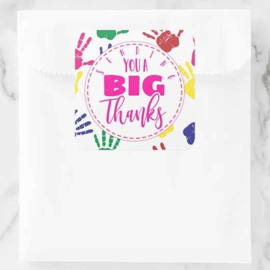 大きな大き感謝していいスタッフをGIF感謝していで送る スクエアシール (バッグ)