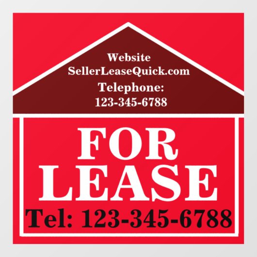 大きな太字のリース用カスタム不動産 ウィンドウサイン (シート)