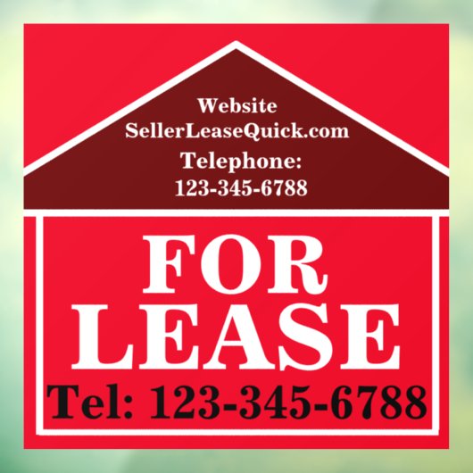 大きな太字のリース用カスタム不動産 ウィンドウサイン (シート3)