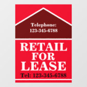 大きな太字の小売り物件募集看板 不動産  ウィンドウサイン (シート)