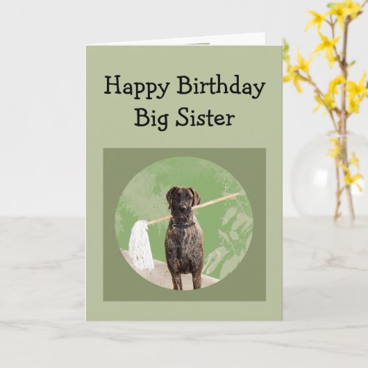 大きな姉のおもしろいのための大きな犬の誕生日 カード (黄色い花)