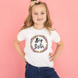 大きな姉妹のむらさきの花のリースの女の子の Tシャツ