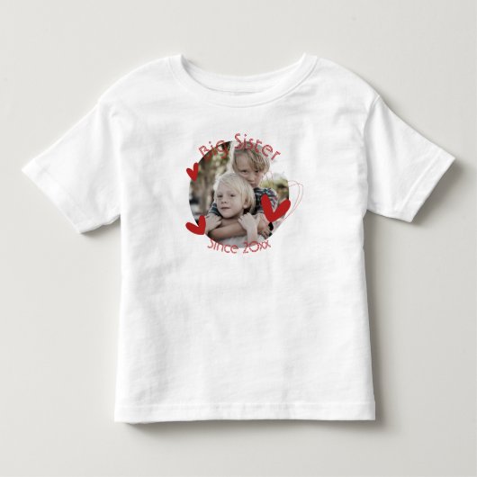 大きな姉妹 写真 ハート かわいい トドラーTシャツ (正面)