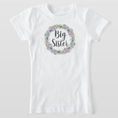 大きな姉妹 水彩の花輪 ガールズ Tシャツ (レイダウン)