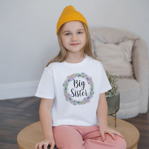 大きな姉妹 水彩の花輪 ガールズ Tシャツ