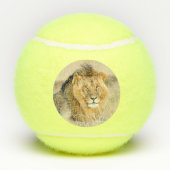 大きな威厳のあるライオンの野生動物の写真 テニスボール (裏面)