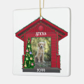大きな子犬の長方形アップロードフォトドッグハウス セラミックオーナメント (左)