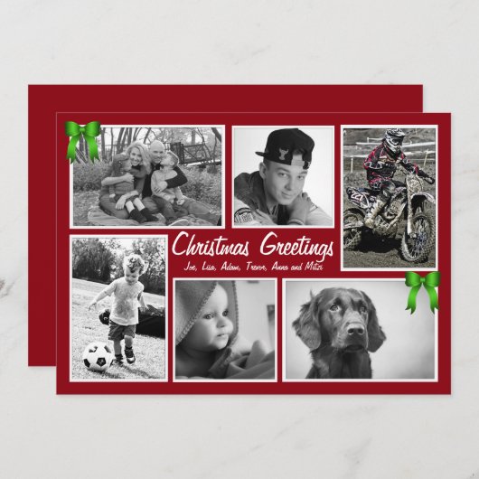 大きな家族数々の写真フラットクリスマスカード シーズンカード (正面/裏面)