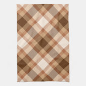 大きな対角線状の格子状の茶色、ベージュ、銅、およびタン キッチンタオル (縦)