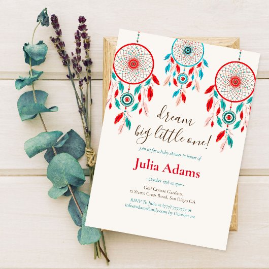 大きな小さな1つの赤ちゃんシャワーを夢見る 招待状