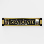 大きな屋外ブラック&金ゴールドフォト卒業バナー 横断幕 (横)