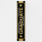 大きな屋外ブラック&金ゴールド卒業バナー 横断幕 (縦)