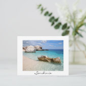大きな岩でCala Marioluと文字葉書 ポストカード (スタンド正面)