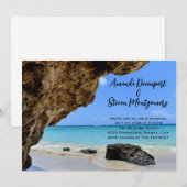 大きな岩のビーチウェディング 招待状 (正面/裏面)