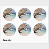 大きな岩の丸いシールとサルデーニャビーチ ラウンドシール (シート)