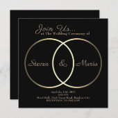 大きな巨大な十字形のゴールデンリングのバックエディット 招待状 (正面/裏面)