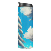 大きな帆船、青い空、白ふわふわした雲 タンブラー (回転右)