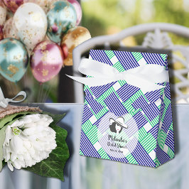 大きな帽子のウェディングシャワーブルーグリーンのストライプテント フェイバーボックス