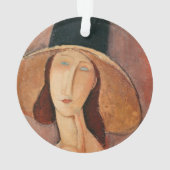 大きな帽子のジャンヌ・ヘブテルヌのポートレート オーナメント (裏面)