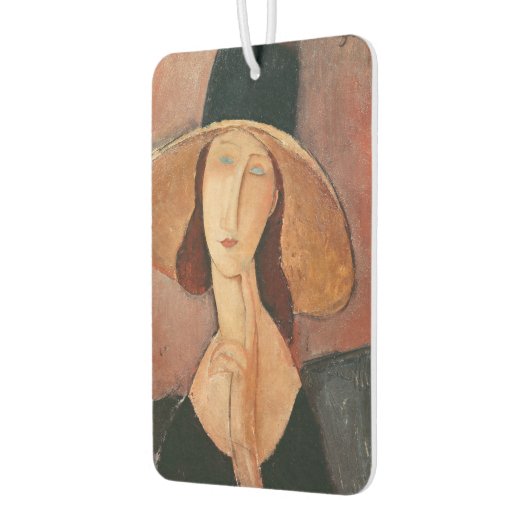 大きな帽子のジャンヌ・ヘブテルヌのポートレート カーエアーフレッシュナー (左)