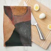 大きな帽子のジャンヌ・ヘブテルヌのポートレート キッチンタオル (四つ折り)