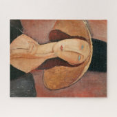 大きな帽子のジャンヌ・ヘブテルヌのポートレート ジグソーパズル (横)