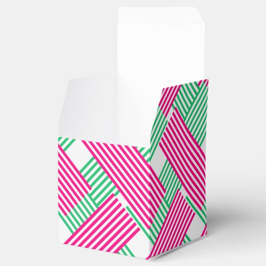 大きな帽子のダービーレディ ピンク 緑のストライプ スクエア フェイバーボックス (オープン)