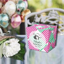 大きな帽子のダービー・レディー ホットピンク・グリーン・ストライプ 2" フェイバーボックス