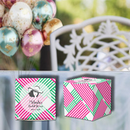 大きな帽子のダービー レディ ピンク 緑のストライプ スクエア フェイバーボックス