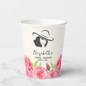 大きな帽子のレディ ローズ ブライダルシャワー 紙コップ (裏面)