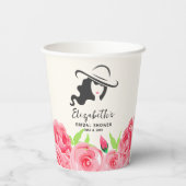 大きな帽子のレディ ローズ ブライダルシャワー 紙コップ (裏面)