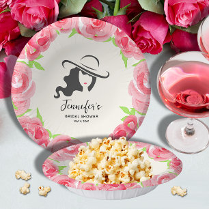 大きな帽子の女性 ローズ ダービー ブライダルシャワー ペーパーボウル