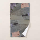 大きな帽子の女性/紫のチューリップ花 バスタオルセット (ハンドタオル)