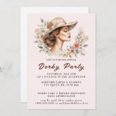 大きな帽子 水彩 デルビー パーティー 招待状 (正面/裏面)