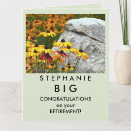 大きな幸せな退職祝い黄色の花 カード